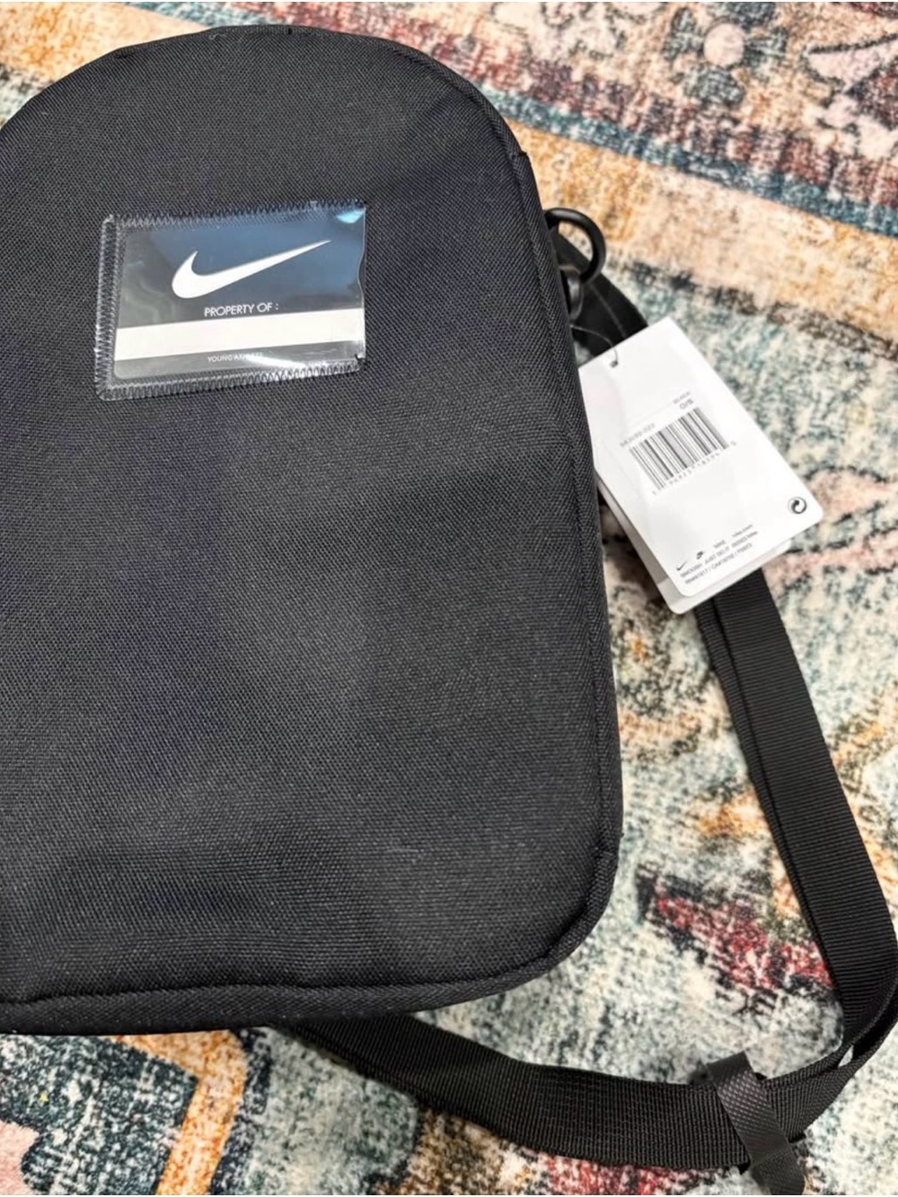 NWT Nike Black Crossbody Mini Lunch Box with Patch Details - Picture 3 of 4